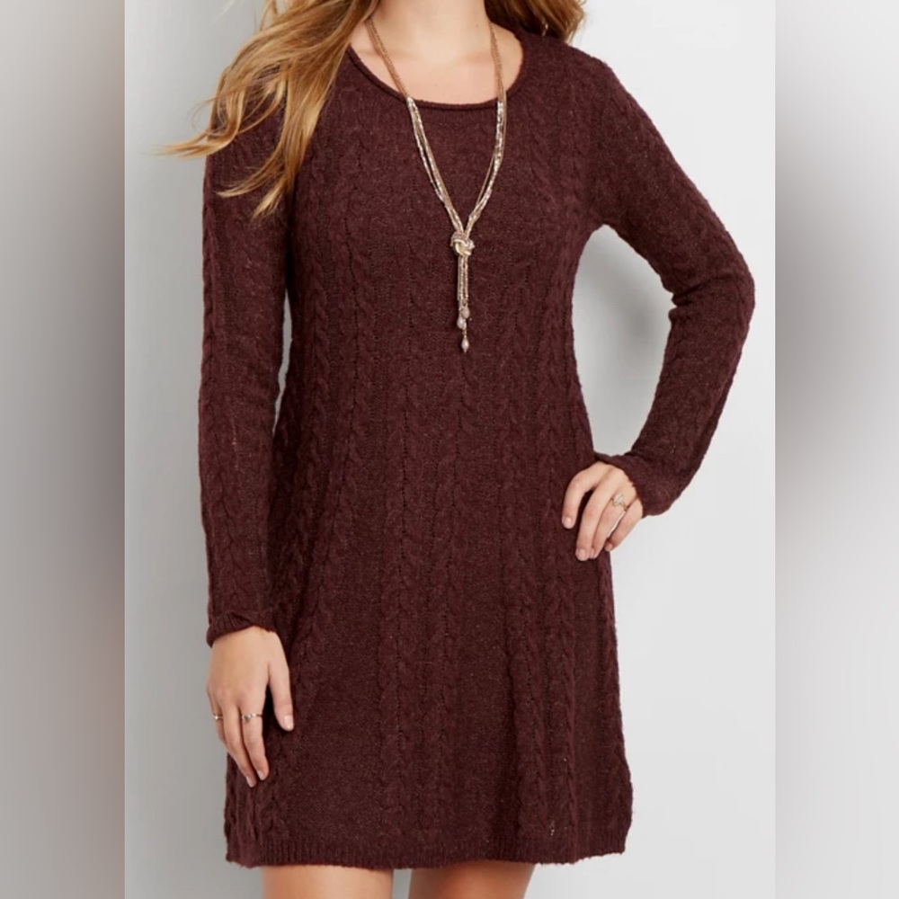 Maurices Long Sleeve Soft Cable‎ Knit Sweater Dress - Size M